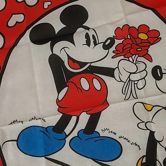 Vintg 80s Disney Bandana Scarf Woronowicz S River NJ RN16463 Mickey Mouse Hearts - Picture 2 of 8